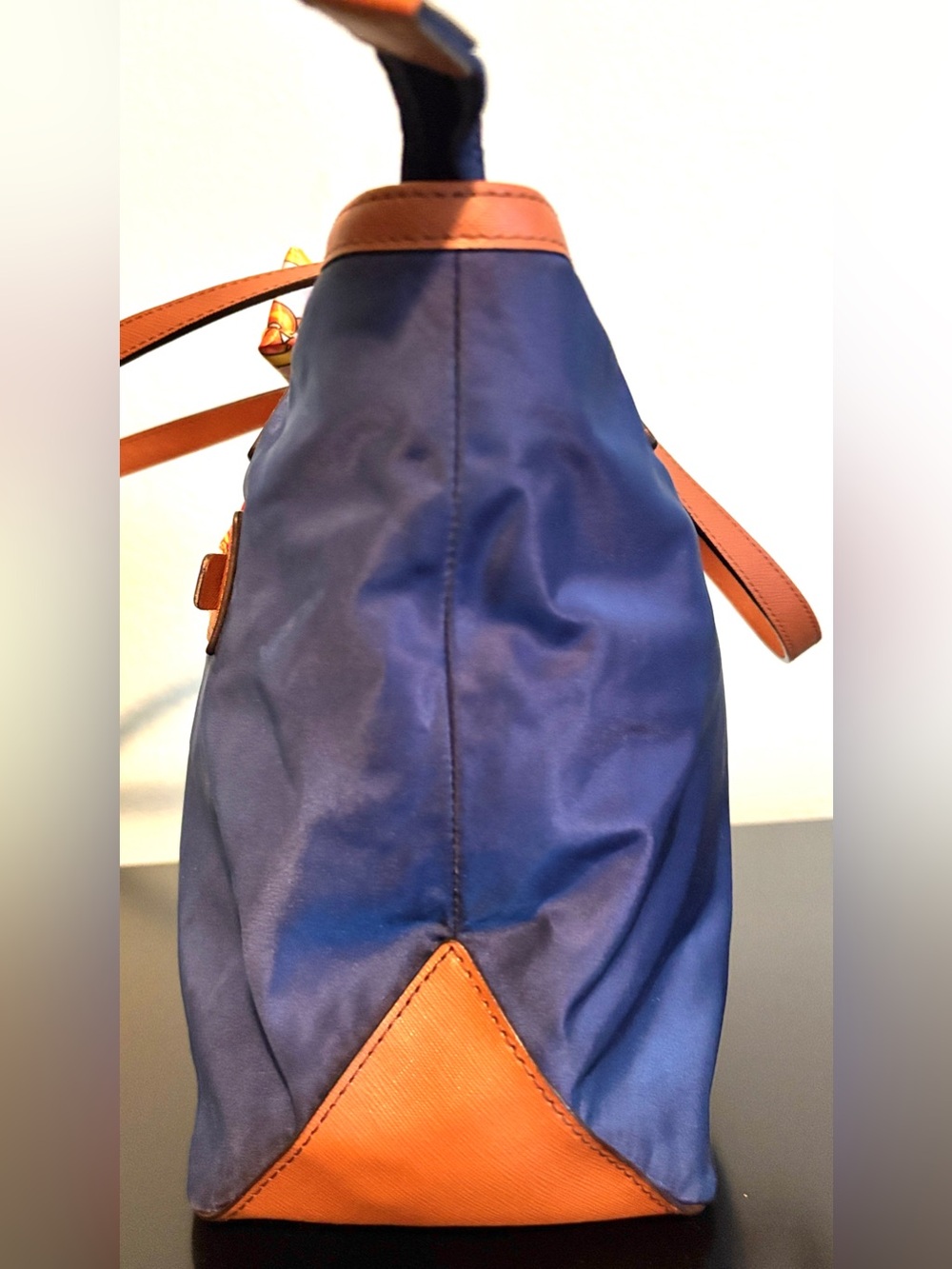 Michael Kors Kempton Blue Nylon Tote with Tan Saffiano Leather, EUC, Retail $85 - Picture 5 of 15